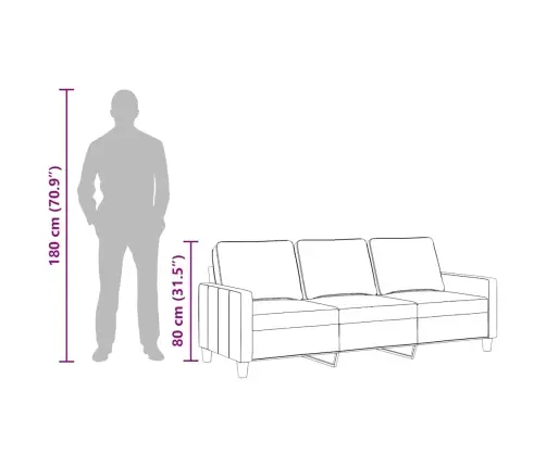 Trivietė Sofa, Taupe Spalvos, 180cm Audinys