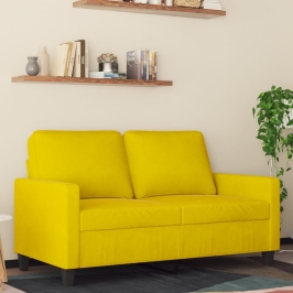 Dvivietė Sofa, Geltonos Spalvos, 120cm Aksomas