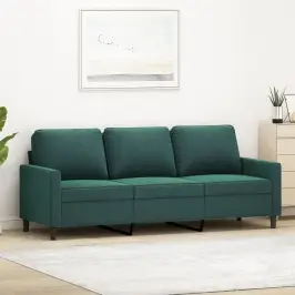 Trivietė Sofa, Tamsiai Žalios Spalvos, 180cm Aksomas