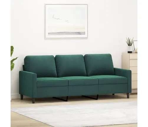 Trivietė Sofa, Tamsiai Žalios Spalvos, 180cm Aksomas