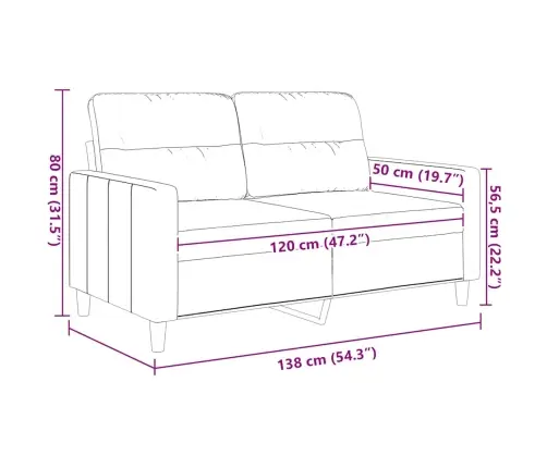 Dvivietė Sofa, Kreminės Spalvos, 120cm Audinys