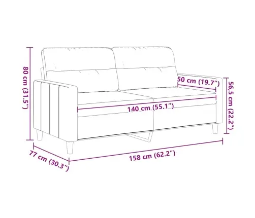 Dvivietė Sofa, Kreminės Spalvos, 140cm Audinys