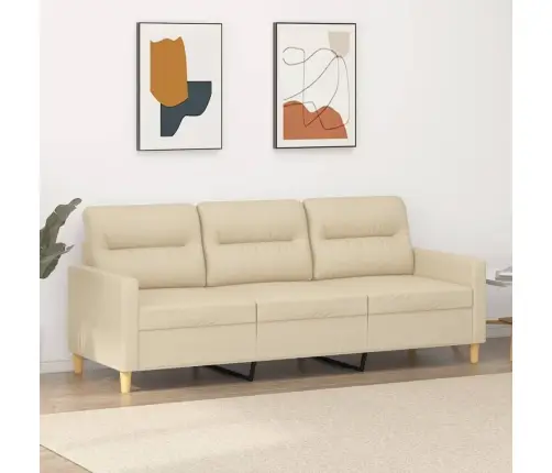Trīsvietīgs Dīvāns, Krēmkrāsas Audums, 180 Cm Vidaxl