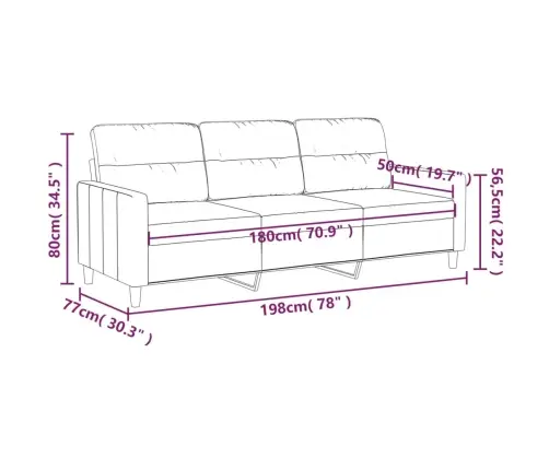 Trivietė Sofa, Rudos Spalvos, 180cm Audinys
