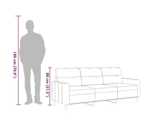 Trivietė Sofa, Juodos Spalvos, 180cm Audinys