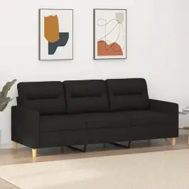 Trivietė Sofa, Juodos Spalvos, 180cm Audinys
