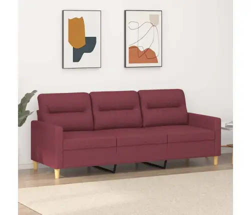 Trīsvietīgs Dīvāns, Vīnsarkans Audums, 180 Cm Vidaxl