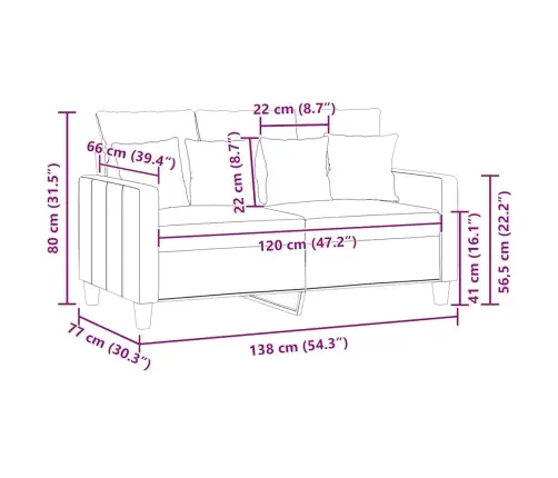 Dvivietė Sofa, Kreminės Spalvos, 120cm Audinys