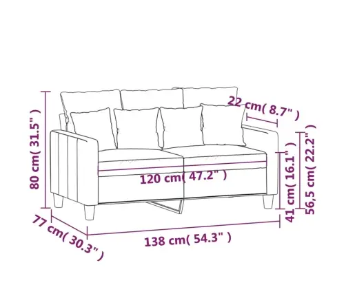 Dvivietė Sofa, Rudos Spalvos, 120cm Audinys