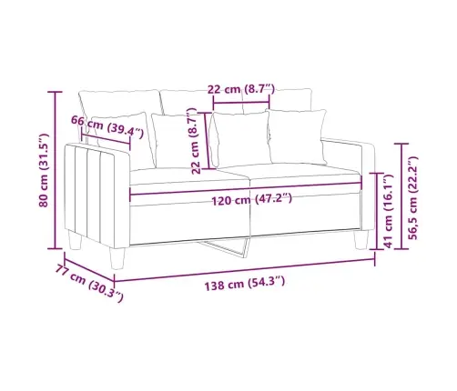 Dvivietė Sofa, Rudos Spalvos, 120cm Audinys