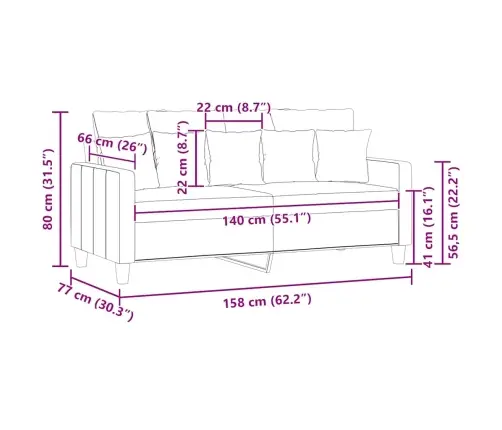 Dvivietė Sofa, Tamsiai Pilkos Spalvos, 140cm Audinys