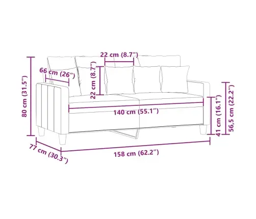 Dvivietė Sofa, Rudos Spalvos, 140cm Audinys