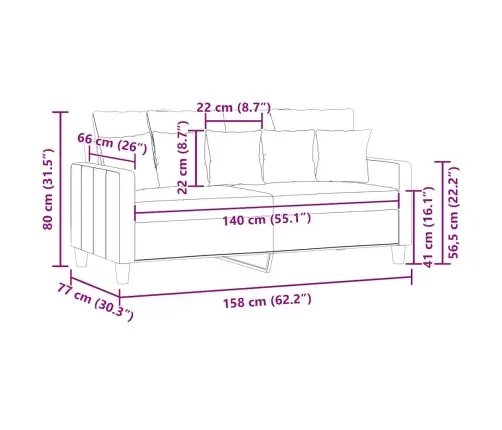 Divvietīgs Dīvāns, Vīnsarkans Audums, 140 Cm Vidaxl