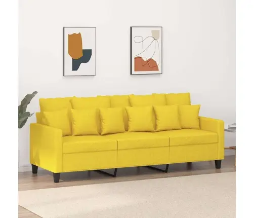 Kolmekohaline Diivan, Helekollane 180 Cm Kangas