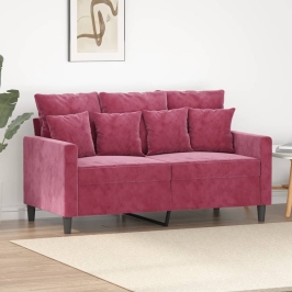 Divvietīgs Dīvāns, Vīnsarkans, 120 Cm, Samts Vidaxl
