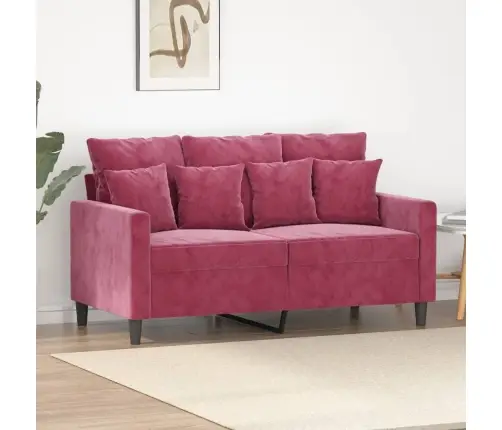 Dvivietė Sofa, Raudonojo Vyno Spalvos, 120cm Aksomas