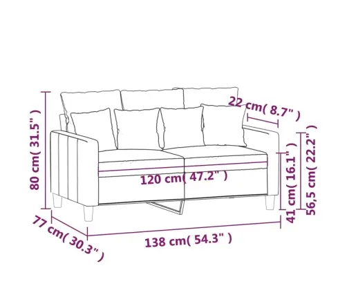 Dvivietė Sofa, Juodos Spalvos, 120cm Aksomas
