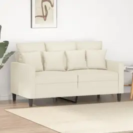 Dvivietė Sofa, Kreminės Spalvos, 120cm Aksomas Dvivietė Sofa, Kreminės Spalvos, 120cm Aksomas