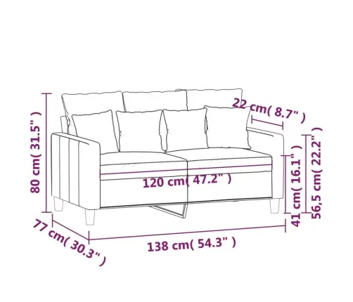 Divvietīgs Dīvāns, Zils, 120 Cm, Samts Vidaxl