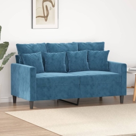 Dvivietė Sofa, Mėlynos Spalvos, 120cm Aksomas