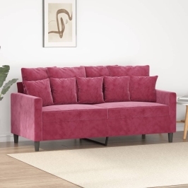 Divvietīgs Dīvāns, Vīnsarkans Samts, 140 Cm Vidaxl