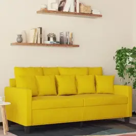 Divvietīgs Dīvāns, Dzeltens, 140 Cm, Samts Vidaxl Divvietīgs Dīvāns, Dzeltens, 140 Cm, Samts Vidaxl