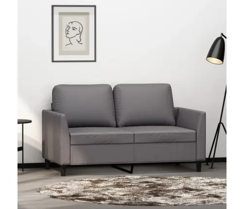 Dvivietė Sofa, Pilkos Spalvos, 120cm Dirbtinė Oda