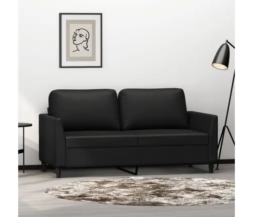 Divvietīgs Dīvāns, Melns, 140 Cm, Mākslīgā Āda Vidaxl