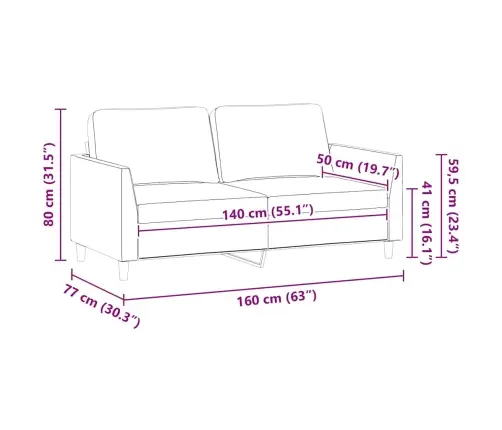 Dvivietė Sofa, Pilkos Spalvos, 140cm Dirbtinė Oda