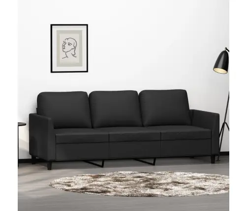 Trīsvietīgs Dīvāns, Melns, 180 Cm, Mākslīgā Āda Vidaxl