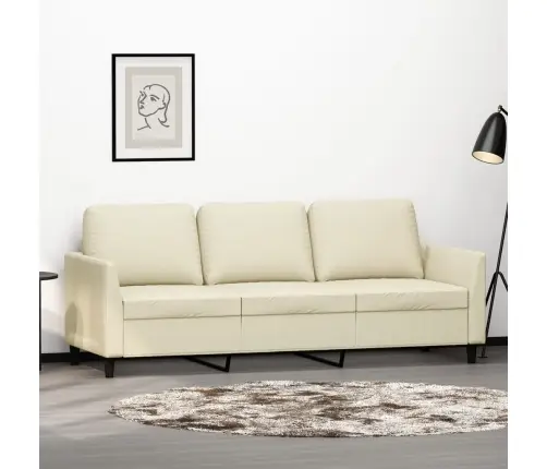 Trīsvietīgs Dīvāns, Krēmkrāsas, 180 Cm, Mākslīgā Āda Vidaxl