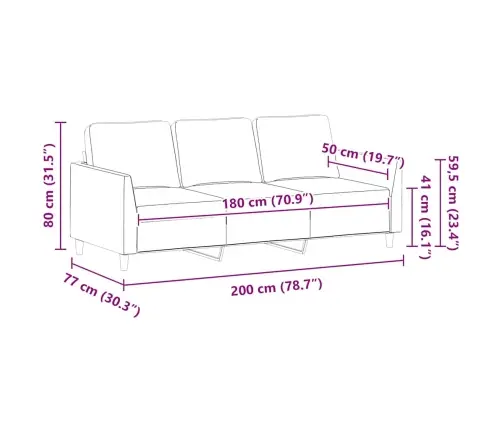 Trivietė Sofa, Pilkos Spalvos, 180cm Dirbtinė Oda