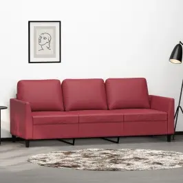 Trivietė Sofa, Raudonojo Vyno Spalvos, 180cm Dirbtinė Oda