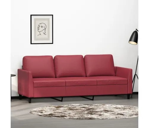 Trivietė Sofa, Raudonojo Vyno Spalvos, 180cm Dirbtinė Oda