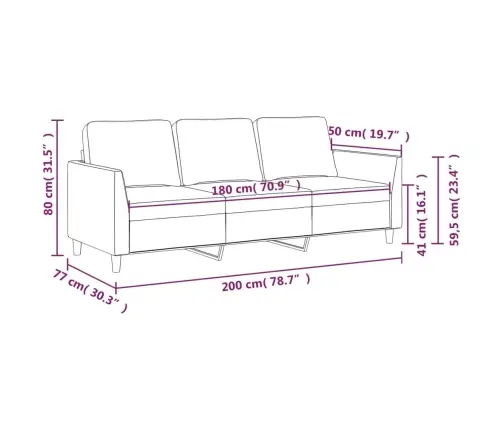 Trivietė Sofa, Kapučino Spalvos, 180cm Dirbtinė Oda