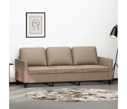 Trivietė Sofa, Kapučino Spalvos, 180cm Dirbtinė Oda