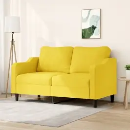 Divvietīgs Dīvāns, Gaiši Dzeltens Audums, 140 Cm Vidaxl