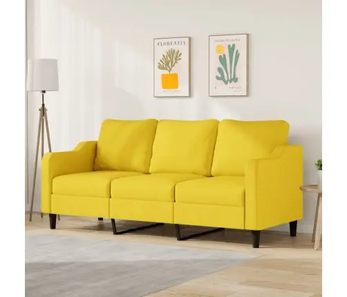 Trīsvietīgs Dīvāns, Gaiši Dzeltens Audums, 180 Cm Vidaxl