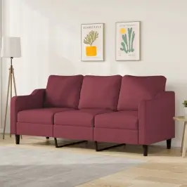 Trivietė Sofa, Raudonojo Vyno Spalvos, 180cm Audinys