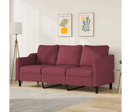 Trivietė Sofa, Raudonojo Vyno Spalvos, 180cm Audinys
