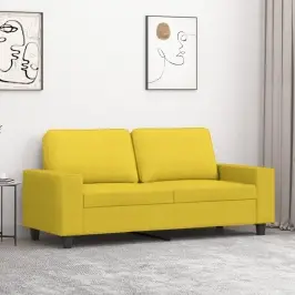 Divvietīgs Dīvāns, Gaiši Dzeltens Audums, 140 Cm Vidaxl Divvietīgs Dīvāns, Gaiši Dzeltens Audums, 140 Cm Vidaxl