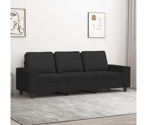 Trivietė Sofa, Juodos Spalvos, 180cm Audinys