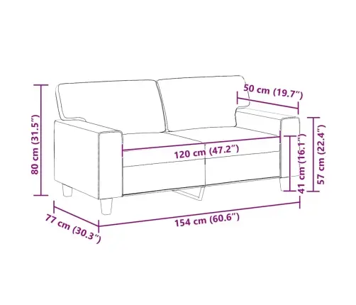 Divvietīgs Dīvāns, Pelēks, 120 Cm, Mākslīgā Āda Vidaxl