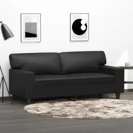Divvietīgs Dīvāns, Melns, 140 Cm, Mākslīgā Āda Vidaxl