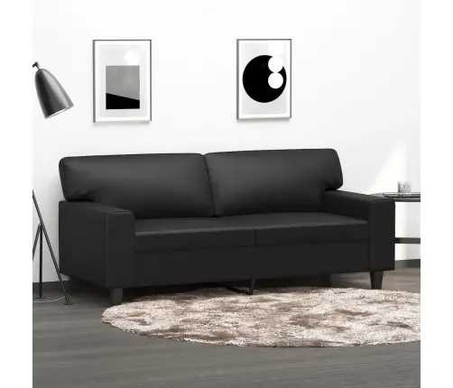 Divvietīgs Dīvāns, Melns, 140 Cm, Mākslīgā Āda Vidaxl Divvietīgs Dīvāns, Melns, 140 Cm, Mākslīgā Āda Vidaxl