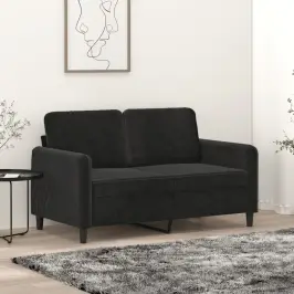 Divvietīgs Dīvāns, Melns, 120 Cm, Samts Vidaxl Divvietīgs Dīvāns, Melns, 120 Cm, Samts Vidaxl