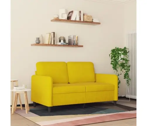 Dvivietė Sofa, Geltonos Spalvos, 120cm Aksomas