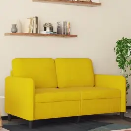 Dvivietė Sofa, Geltonos Spalvos, 120cm Aksomas