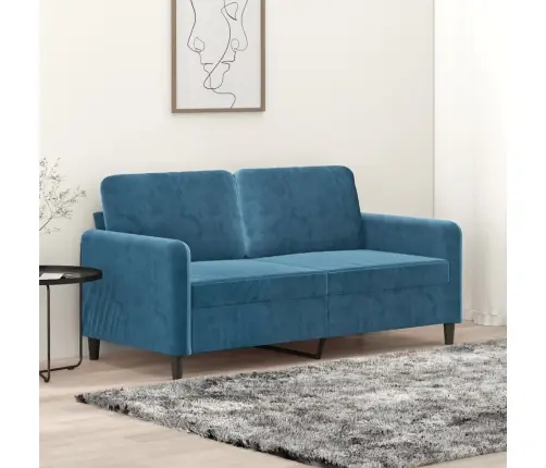 Divvietīgs Dīvāns, Zils, 140 Cm, Samts Vidaxl