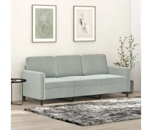 Trivietė Sofa, Šviesiai Pilkos Spalvos, 180cm Aksomas